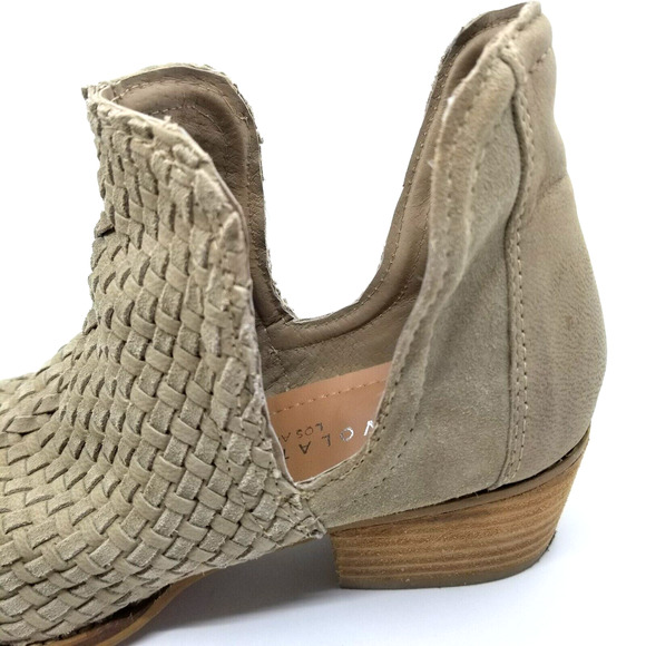 Very Volatile Los Angeles Veracruz Sz 10 Tan Suede Leather Woven Ankle Bootie - Picture 8 of 15